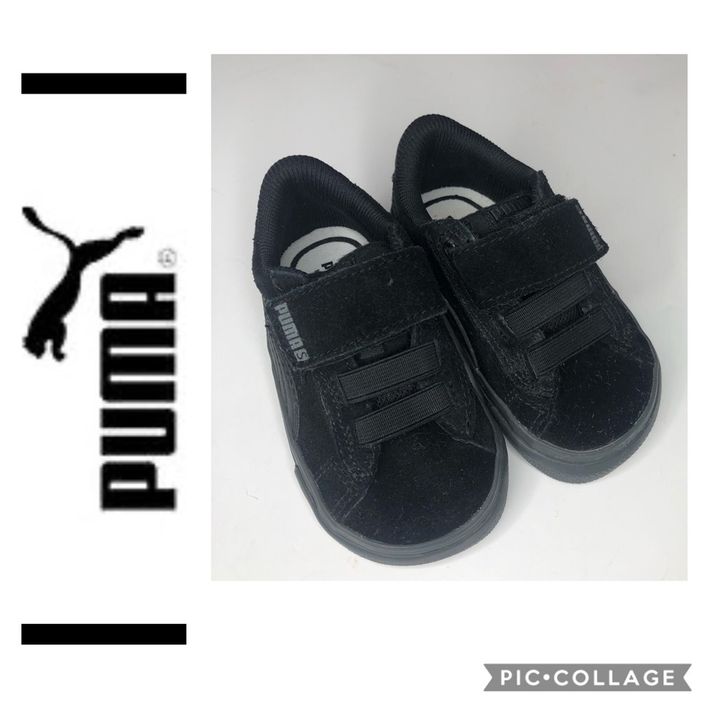 PUMA Black Suede Baby Tennis Shoes Size 5